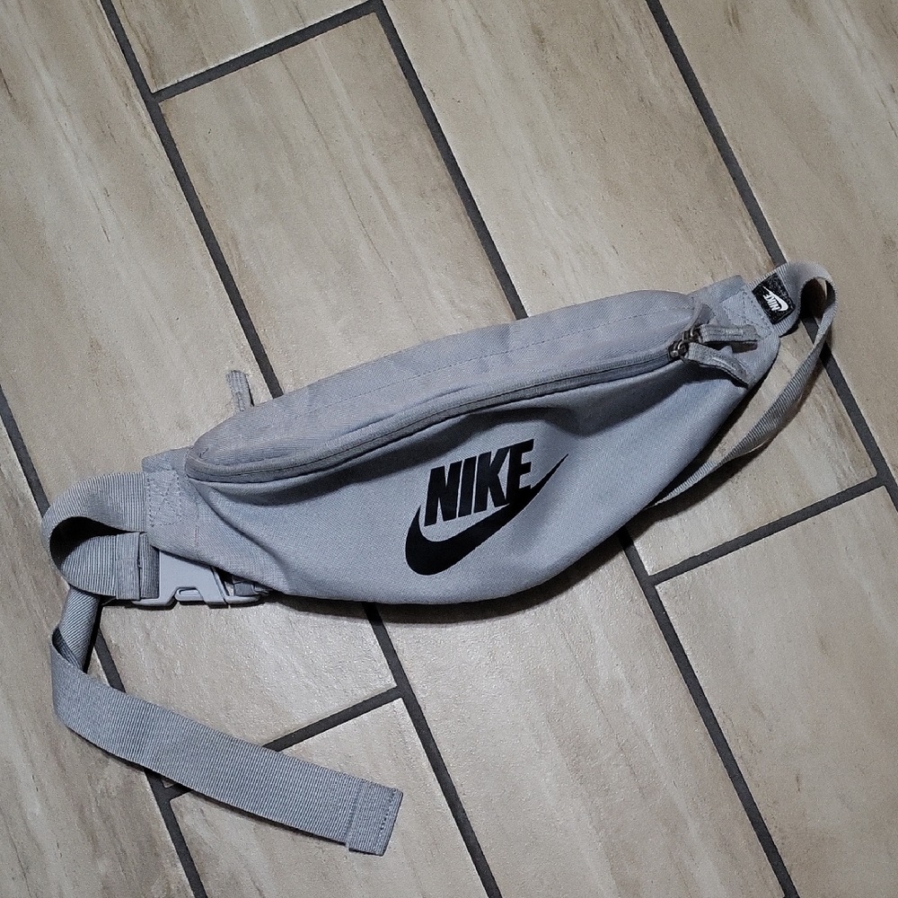 Nike Light Gray Belt Bag with Black Logo